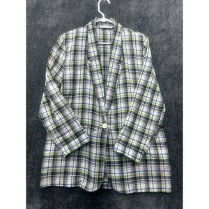 Ship N Shore Blazer‎ Jacket Womens Large Multicolor Plaid Notch Lapel Business